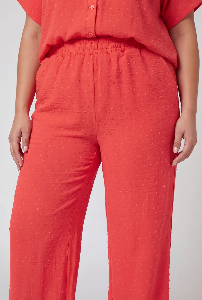 Plus Swiss Dot Wide Leg Pants