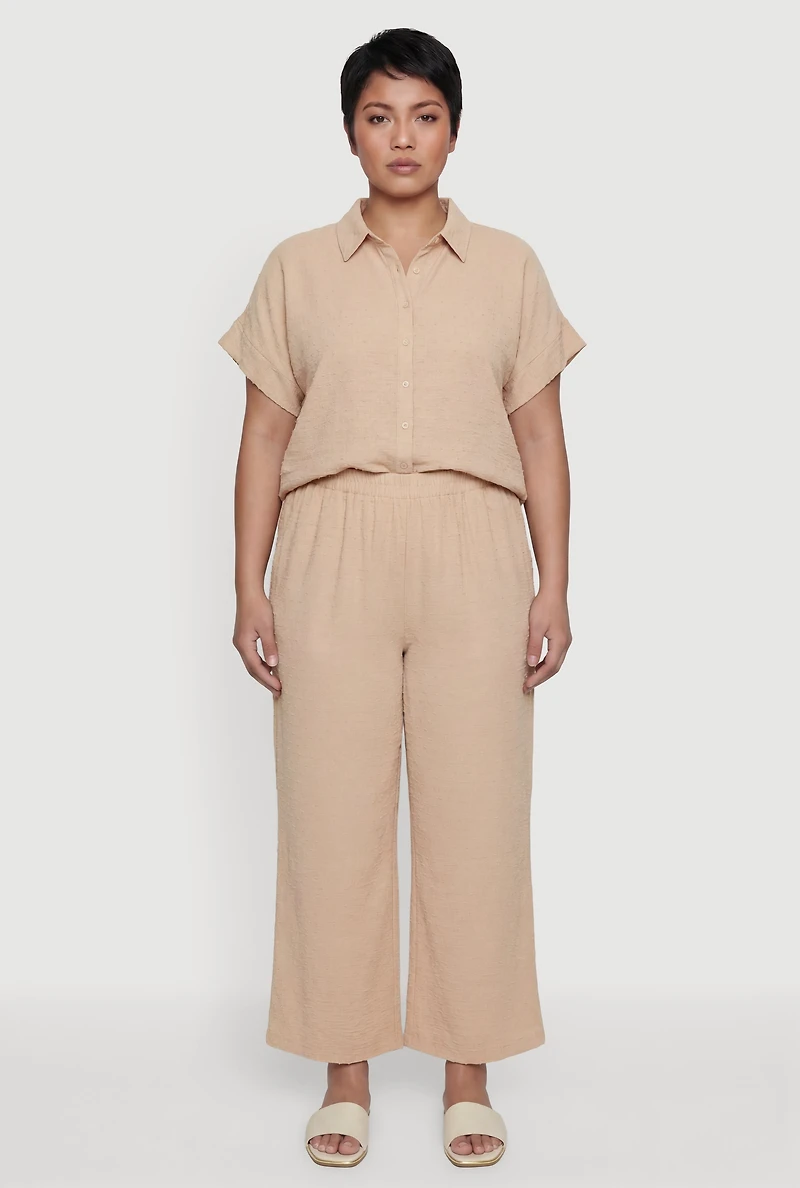 Plus Swiss Dot Wide Leg Pants