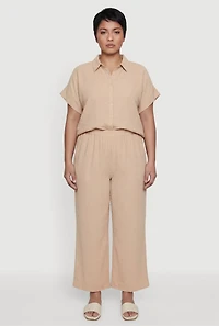 Plus Swiss Dot Wide Leg Pants