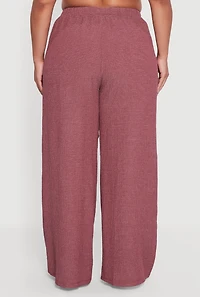 Plus Striped Seersucker Wide Leg Pull On Pants