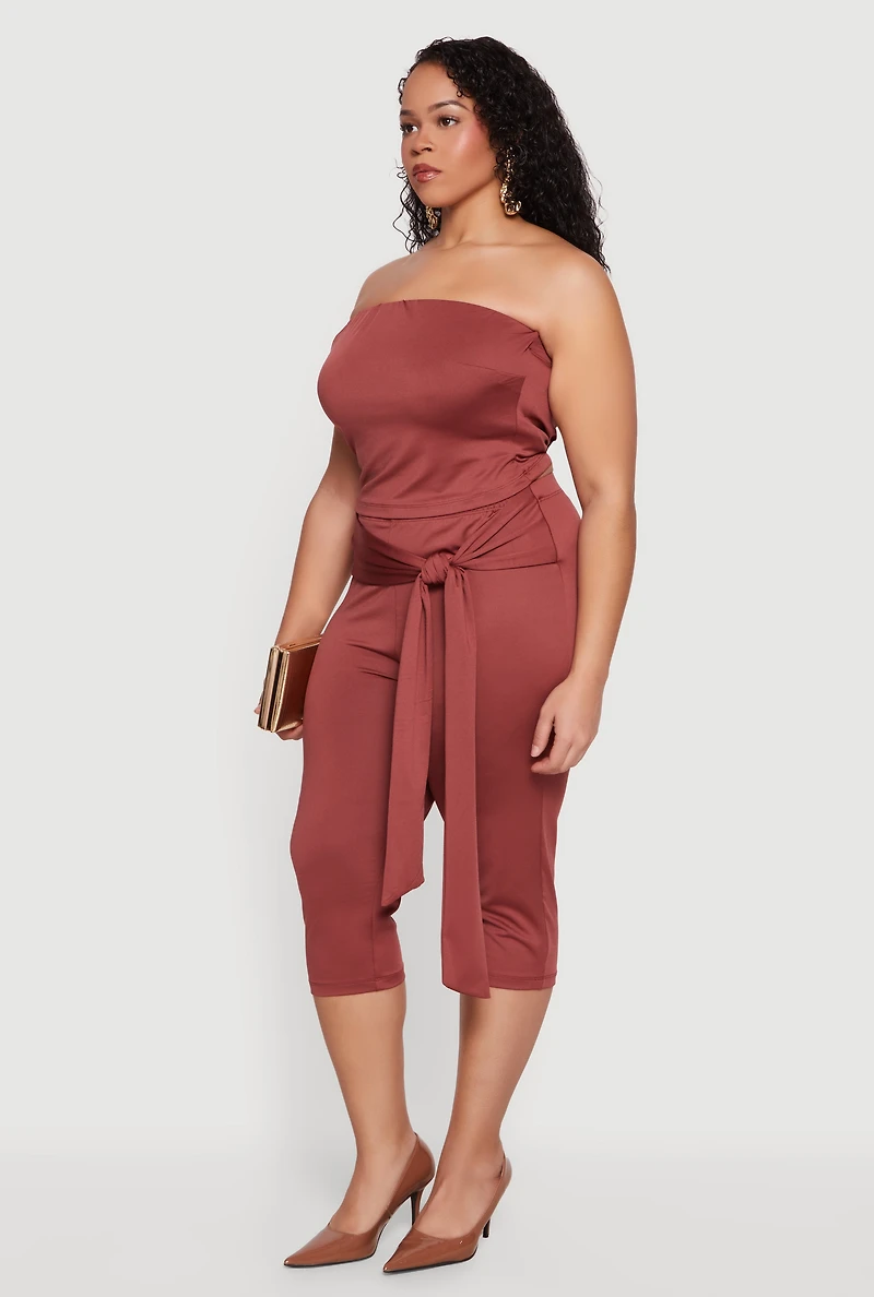 Plus Tie Waist Capri Leggings