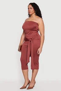 Plus Tie Waist Capri Leggings