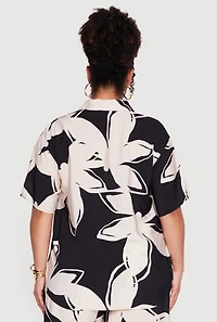 Plus Abstract Flower Print Shirt