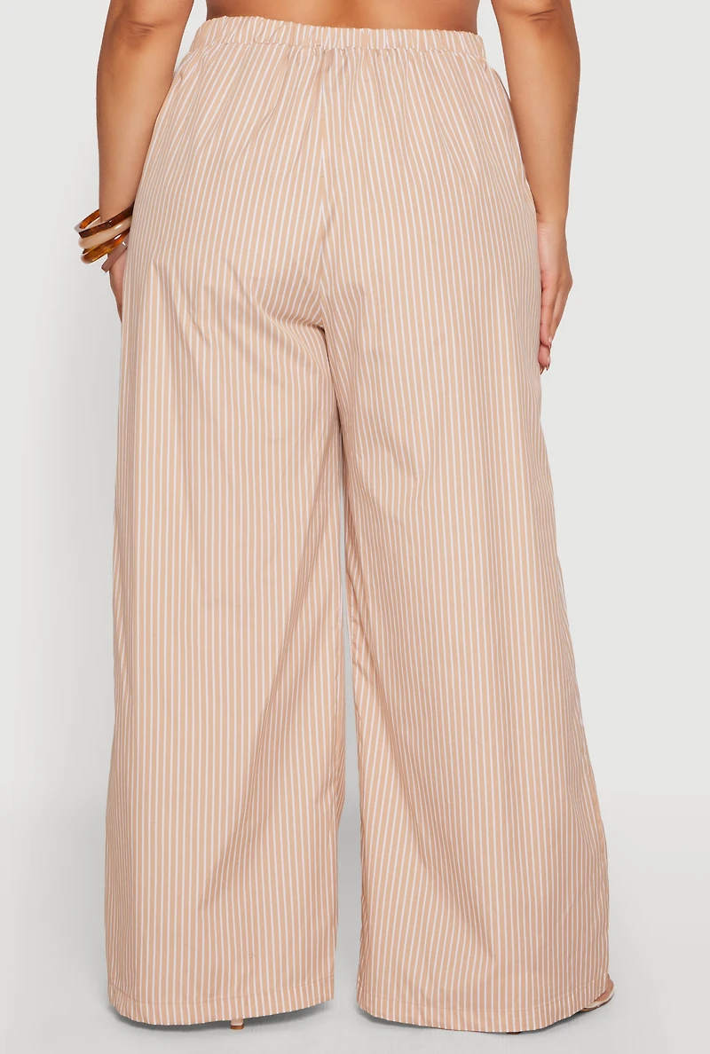 Plus Striped Palazzo Pants
