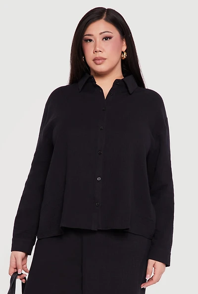 Plus Tie Back Button Front Shirt