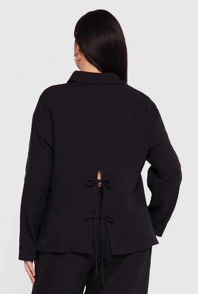 Plus Tie Back Button Front Shirt