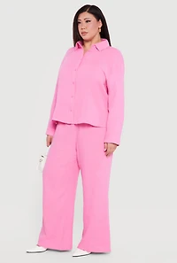 Plus Tie Back Button Front Shirt