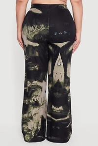 Plus High Waisted Printed Mesh Pants