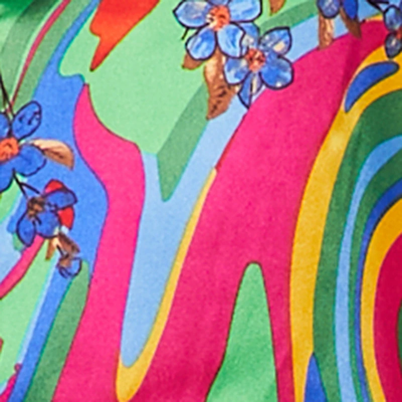 Plus Floral Psychedelic Swirl Satin Wide Leg Pants