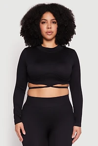 Plus Seamless Rib Knit Tie Back Top
