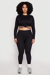 Plus Seamless Rib Knit Tie Back Top