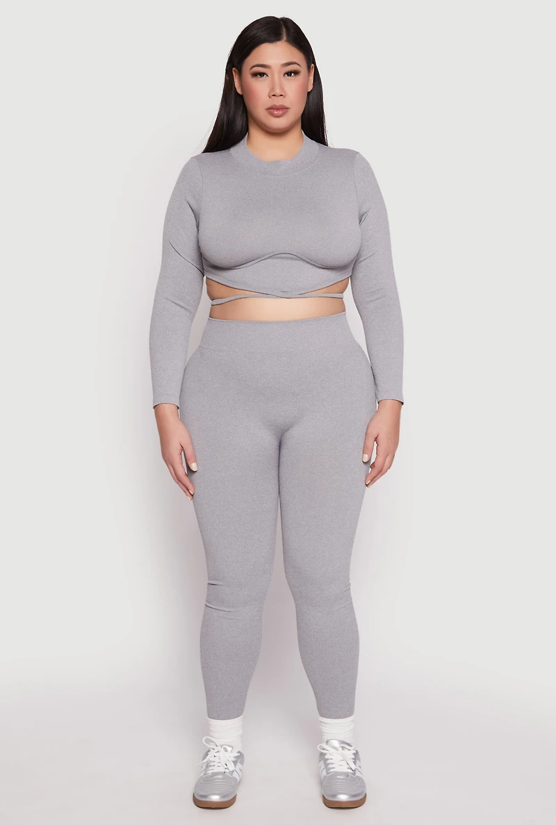 Plus Seamless Rib Knit High Waist Leggings