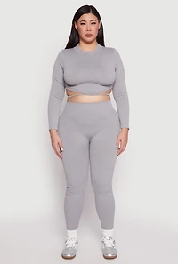 Plus Seamless Rib Knit High Waist Leggings