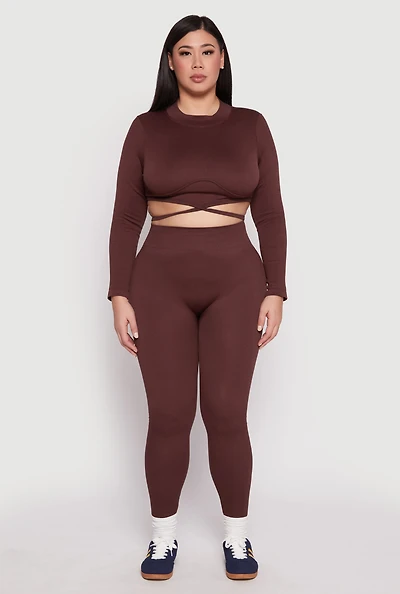 Plus Seamless Rib Knit High Waist Leggings