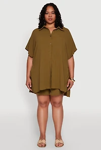 Womens Plus Airy Drawstring Detail Shorts,