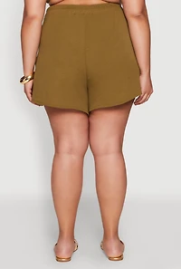 Womens Plus Airy Drawstring Detail Shorts,