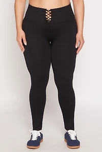 Womens Plus Seamless Lace Up Leggings,