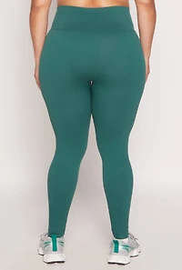 Womens Plus Size Seamless Lace Up Leggings, Green, Size 2X-3X