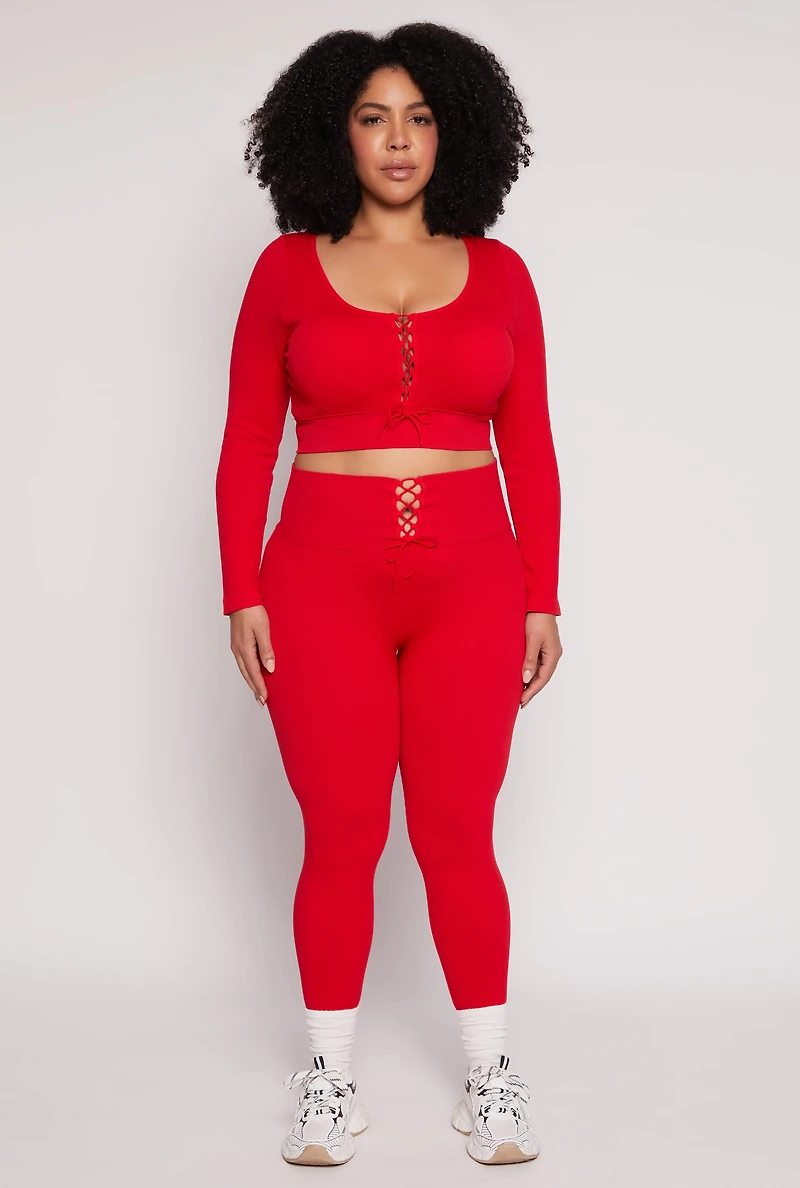 Plus Seamless Lace Up Leggings