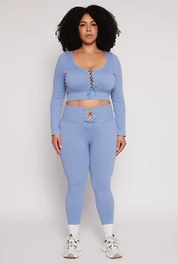 Womens Plus Seamless Lace Up Leggings, 2X-3X