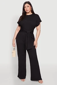 Womens Plus Textured Knit High Waist Pants, 3X
