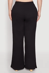 Womens Plus Textured Knit High Waist Pants, 3X