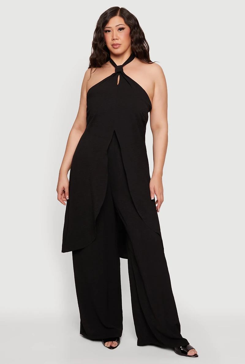 Plus Wide Leg High Waisted Dress Pants