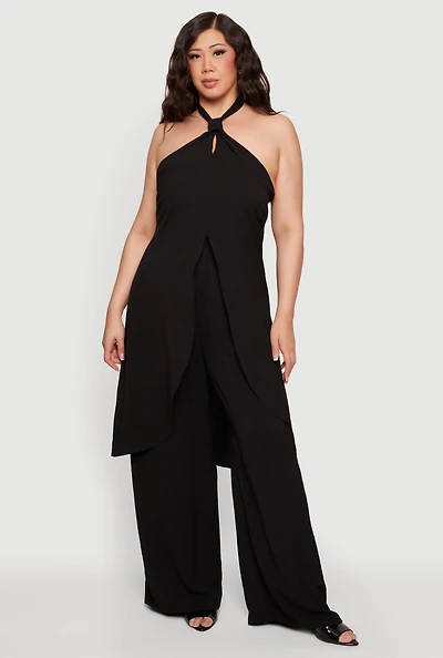 Plus Wide Leg High Waisted Dress Pants