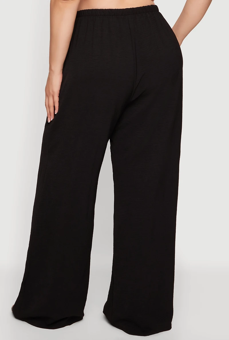 Plus Wide Leg High Waisted Dress Pants