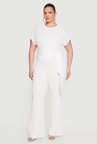 Plus Textured Knit Tie Front Blouse