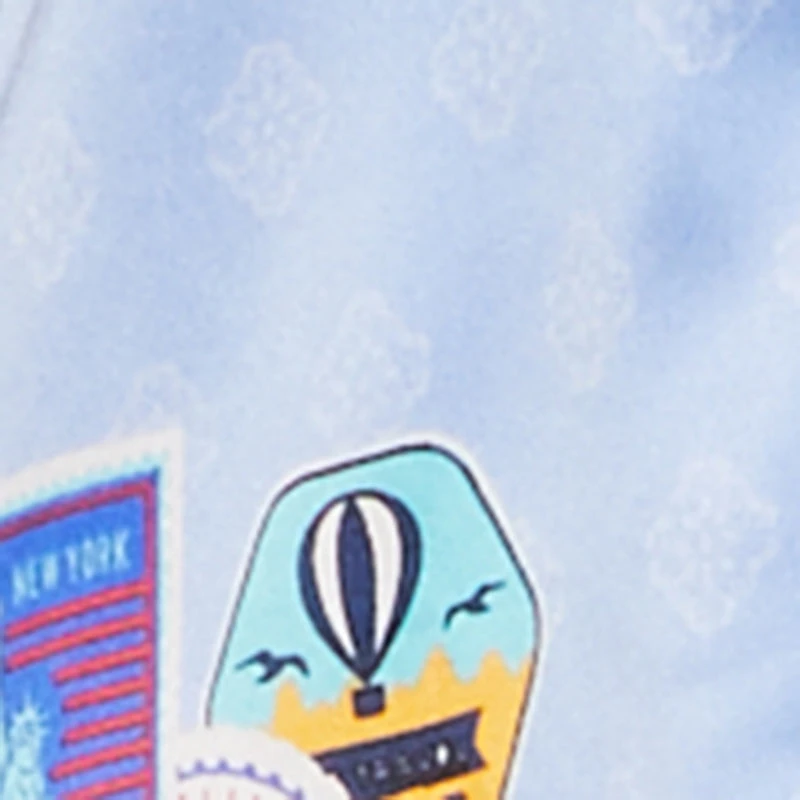 Plus Travel Destination Print Wide Leg Satin Pants