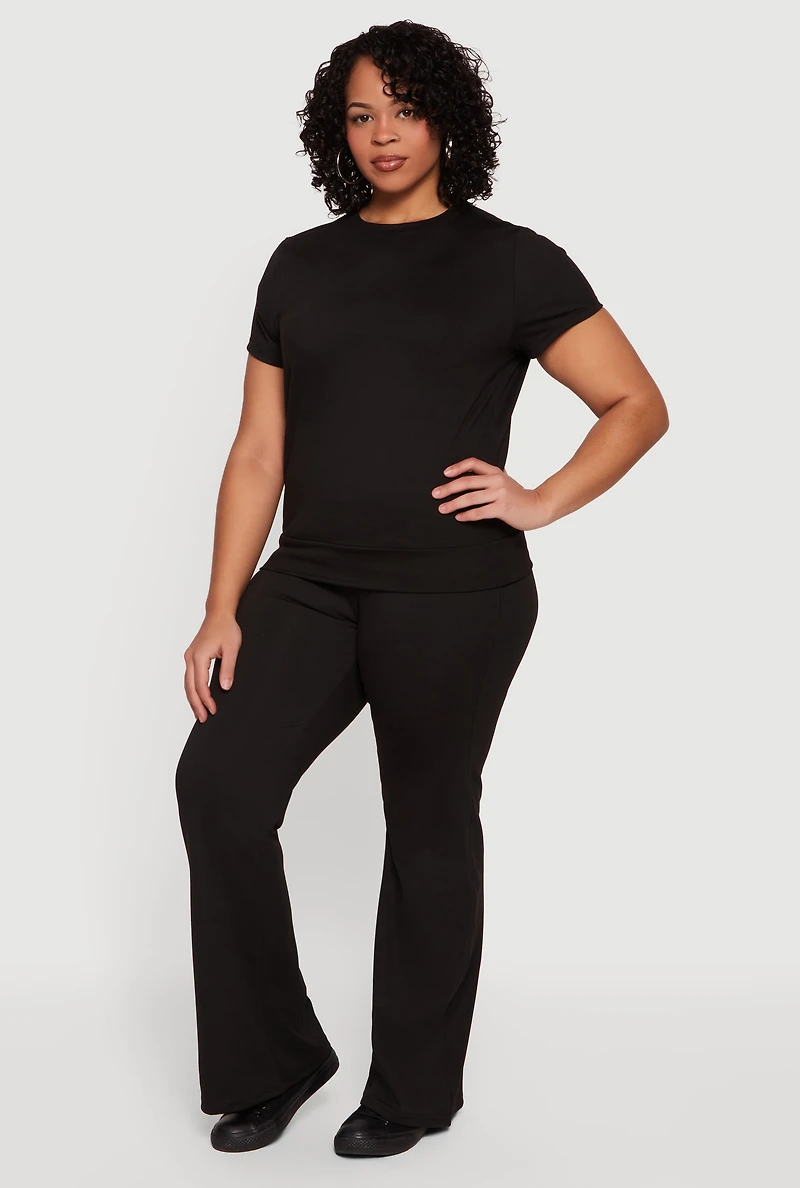 Plus Short Sleeve High Neck Tee