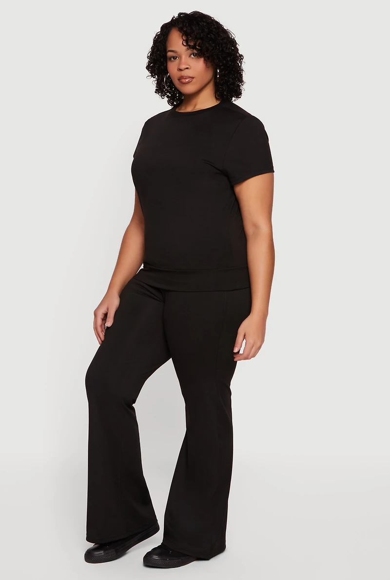 Plus Short Sleeve High Neck Tee