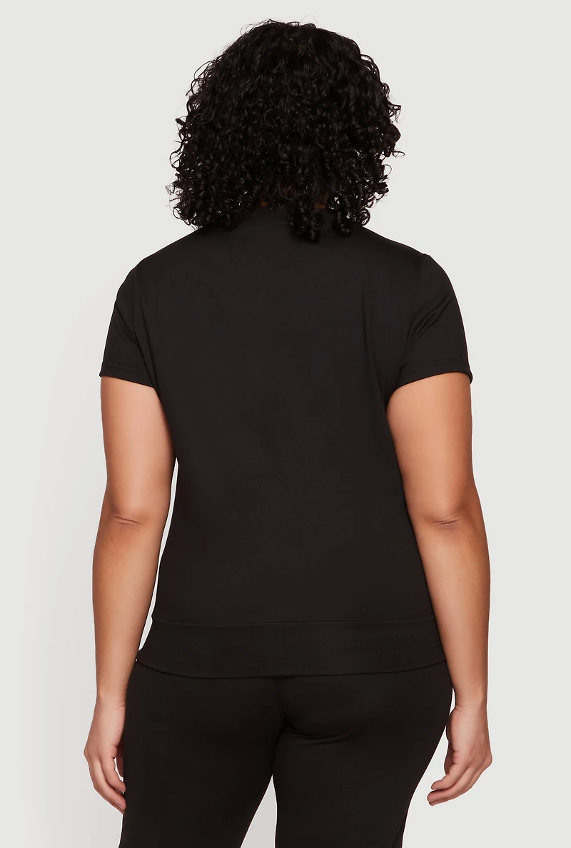 Plus Short Sleeve High Neck Tee