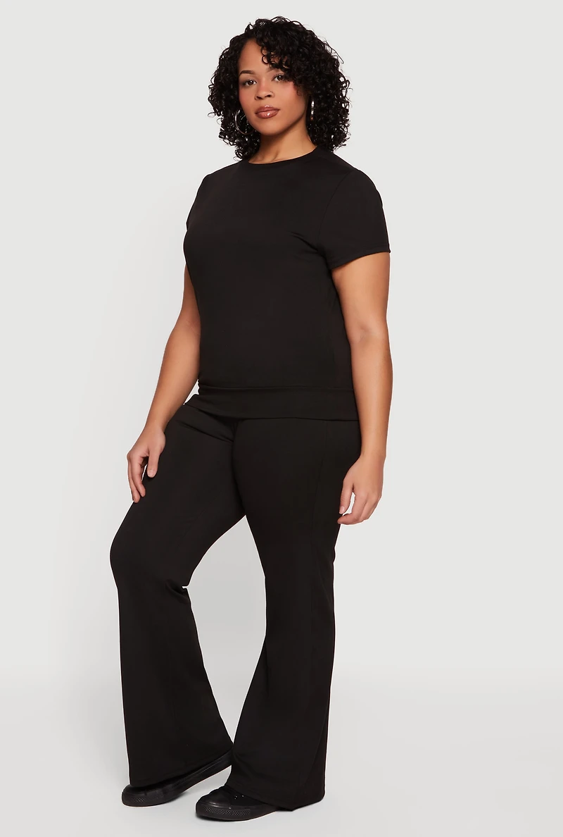 Plus High Waisted Flared Yoga Pants