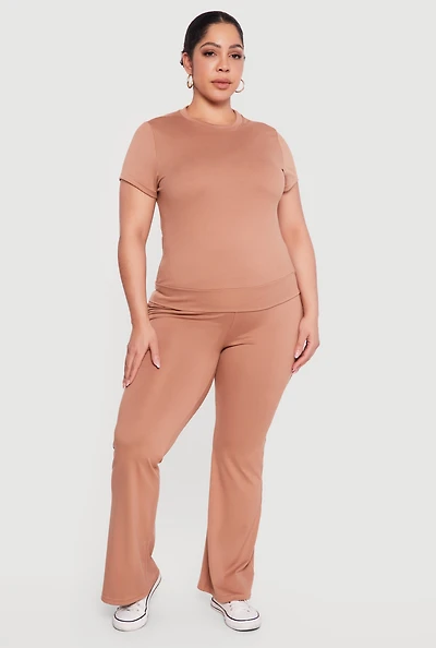 Plus High Waisted Flared Yoga Pants