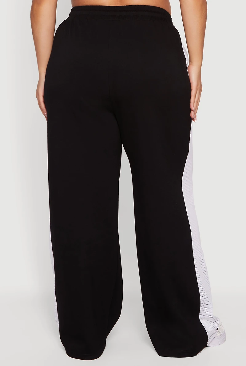 Plus Brat Graphic Drawstring Waist Wide Leg Pants