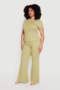 Plus Ribbed Knit Short Sleeve Top