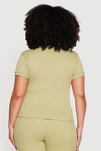 Plus Ribbed Knit Short Sleeve Top