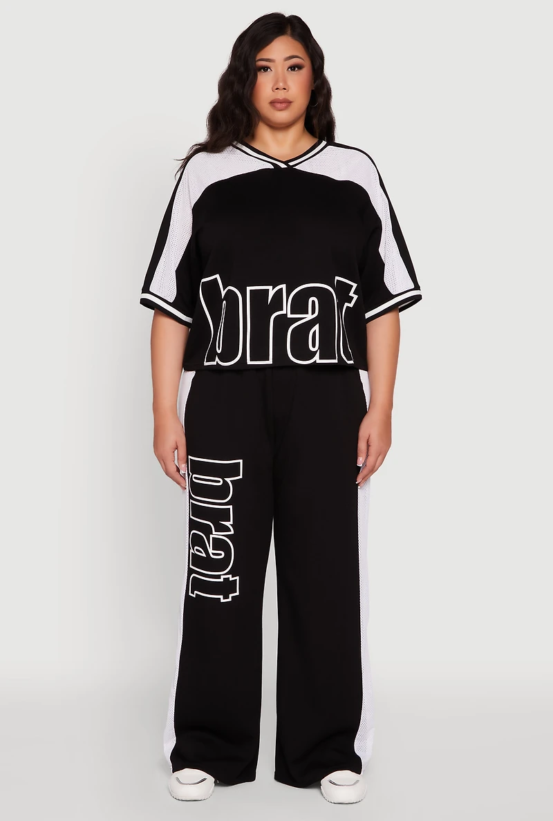 Womens Plus Brat Football Graphic Top, 1X