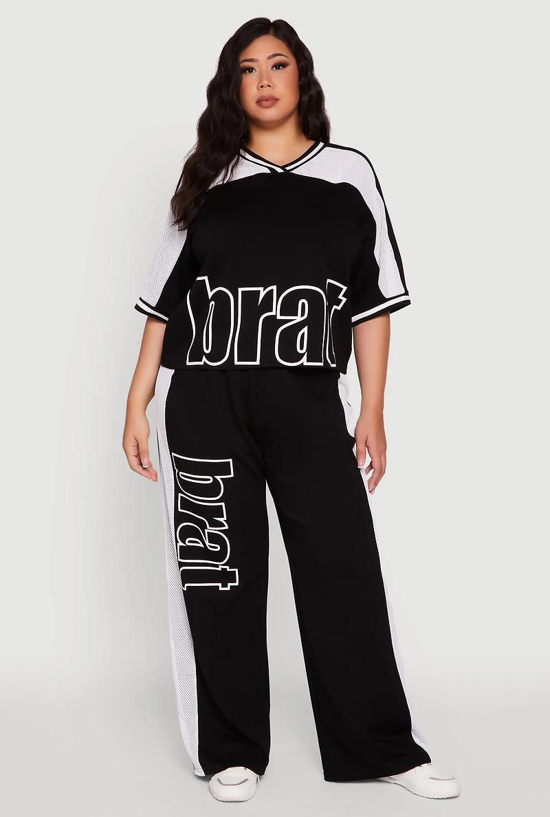 Womens Plus Brat Football Graphic Top, 1X