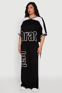 Womens Plus Brat Football Graphic Top,