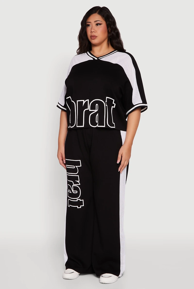 Womens Plus Brat Football Graphic Top, 1X
