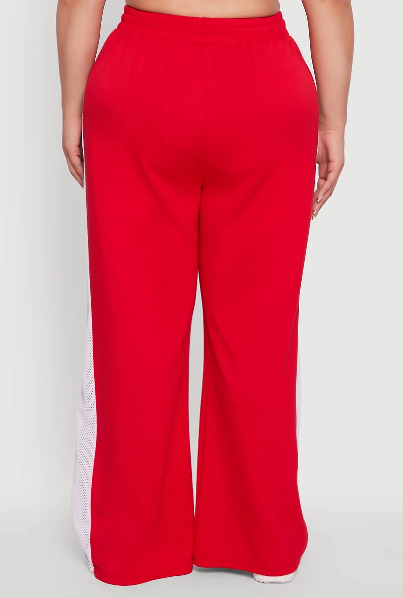 Womens Plus Size Brat Graphic High Waisted Active Pants, Red, Size 1X