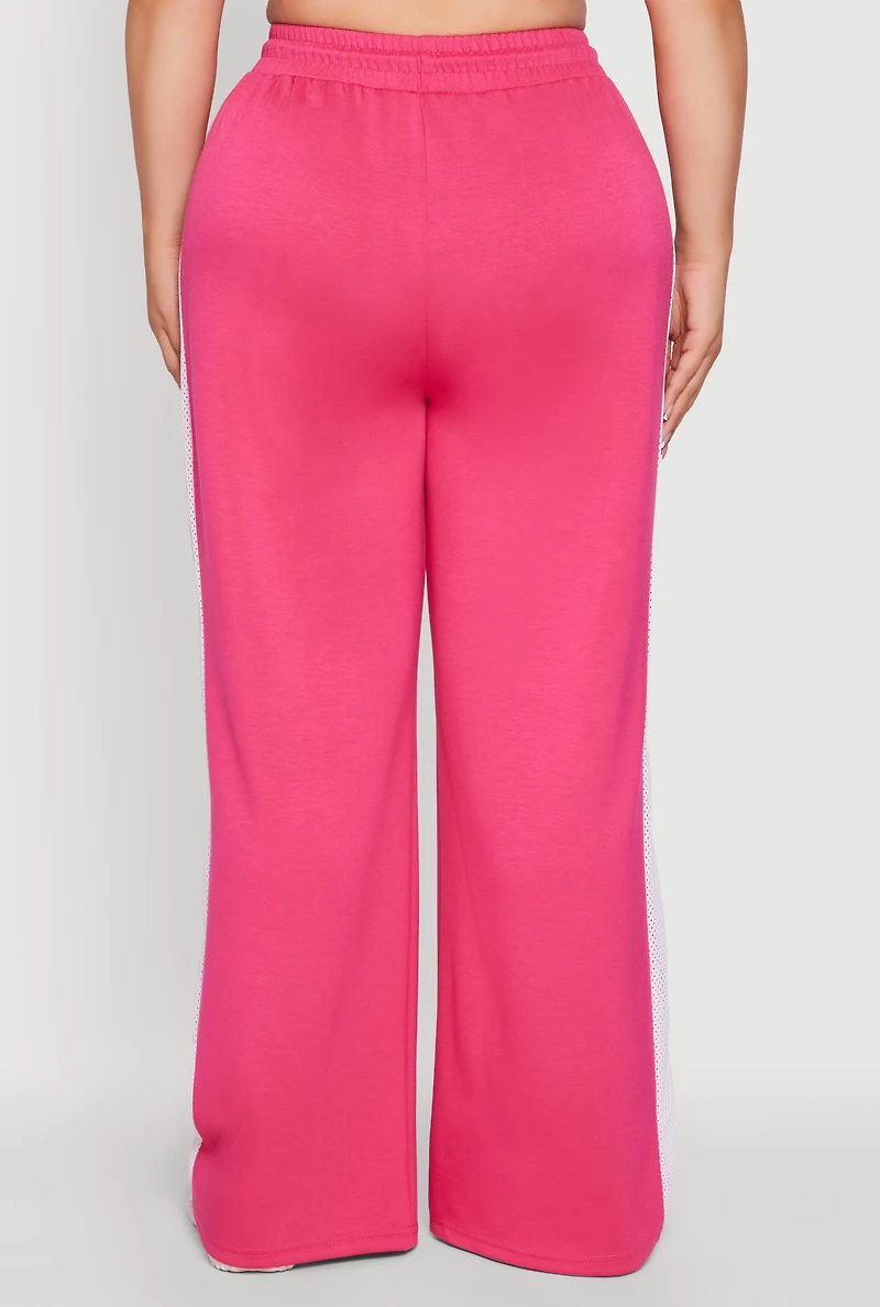 Womens Plus Size Brat Graphic High Waisted Active Pants, Pink, Size 1X