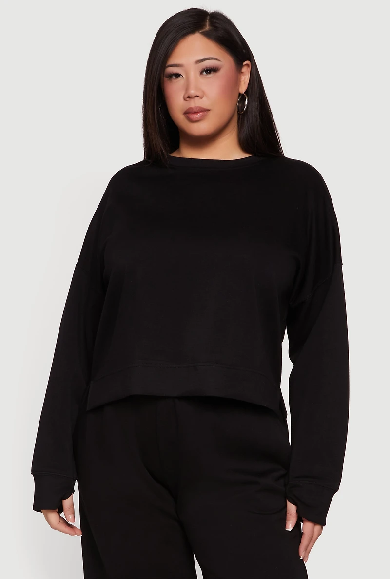 Plus Long Sleeve Drop Shoulder Sweatshirt