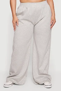 Plus Pull On High Waisted Wide Leg Sweatpants