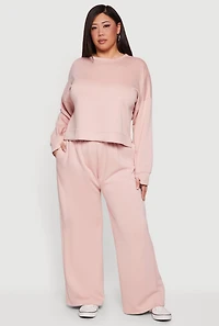 Plus Pull On High Waisted Wide Leg Sweatpants