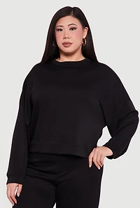 Plus Long Sleeve High Neck Pullover Sweatshirt