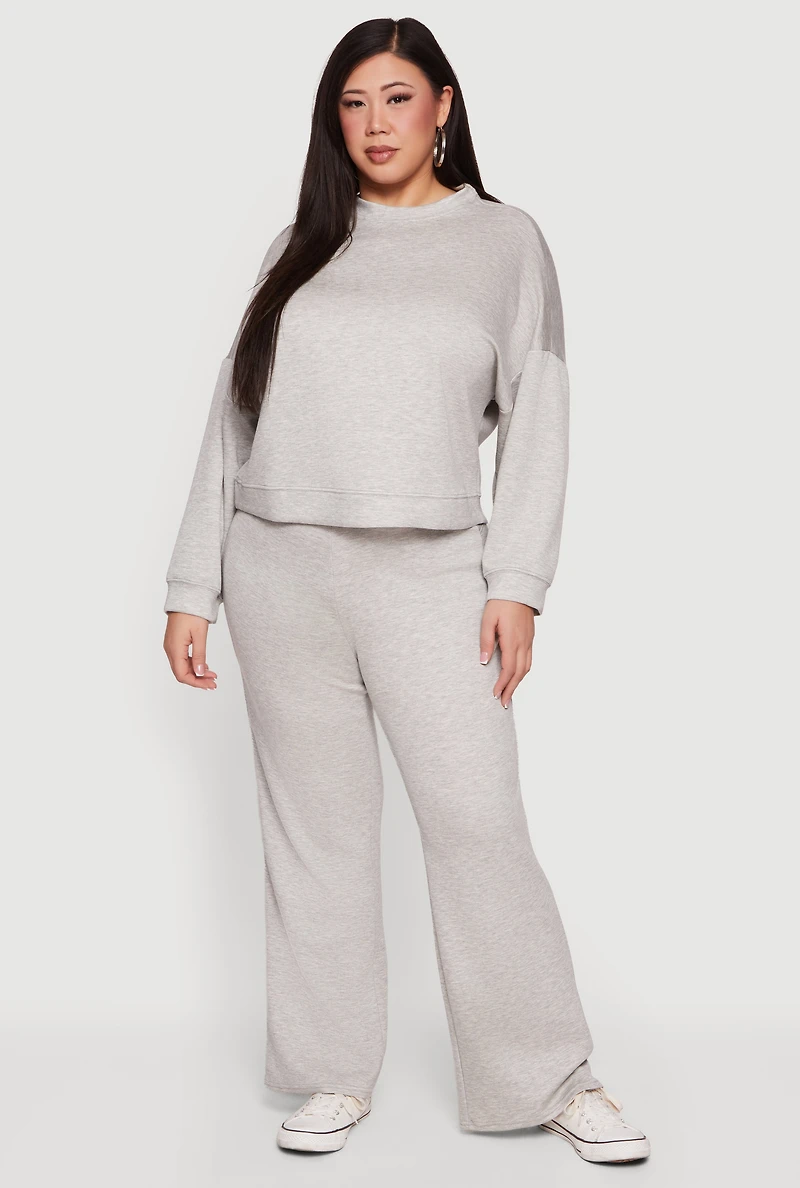 Plus Drawstring Waist Pull On Flare Pants